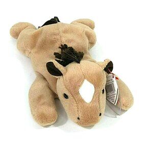 Ty Beanie Babies Derby Horse Plush Brown Stuffed Animal Toy Tag Protector Sleeve